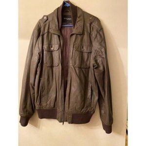 Guess Men's Bomber Jacket Brown Leather XL Mint Condition Ships Fast Free